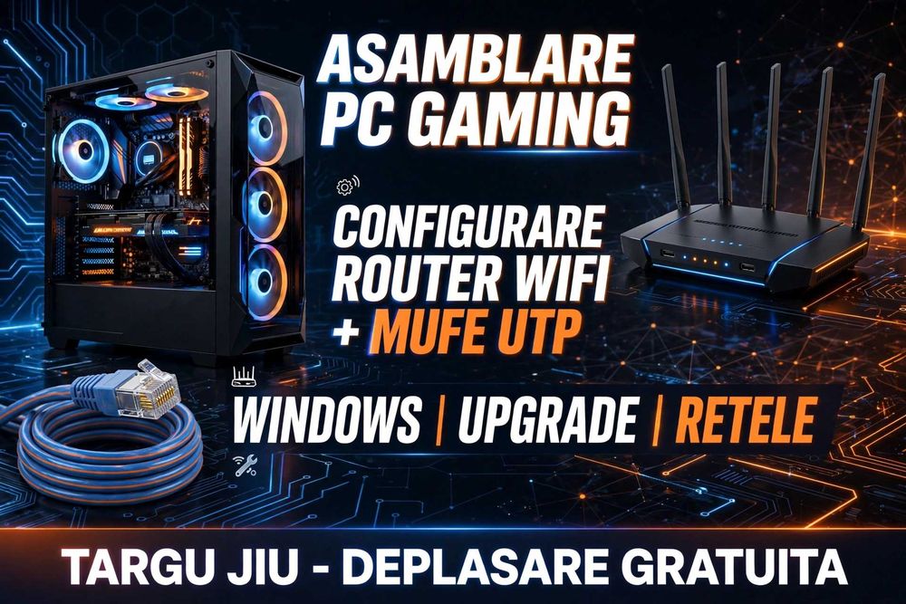 Asamblare PC Gaming | Instalare Windows | Configurare Router WiFi | Mufe UTP | Tg Jiu
