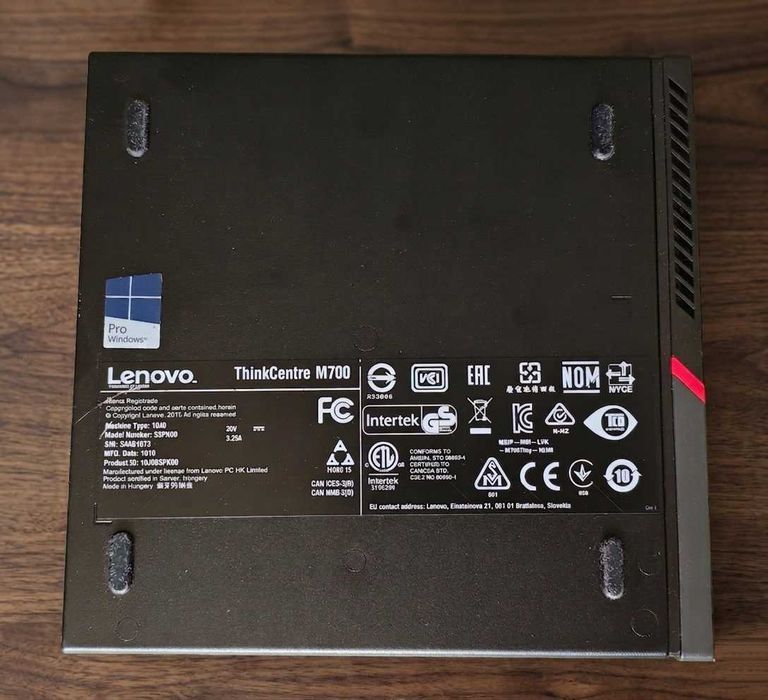 Продавам Lenovo ThinkCentre M700 Tiny / i3 / 16GB RAM DDR4 / 256GB M.2 SATA / 640GB HDD/ Профилактиран / Windows 11 Pro / ESET NOD32 Antivirus