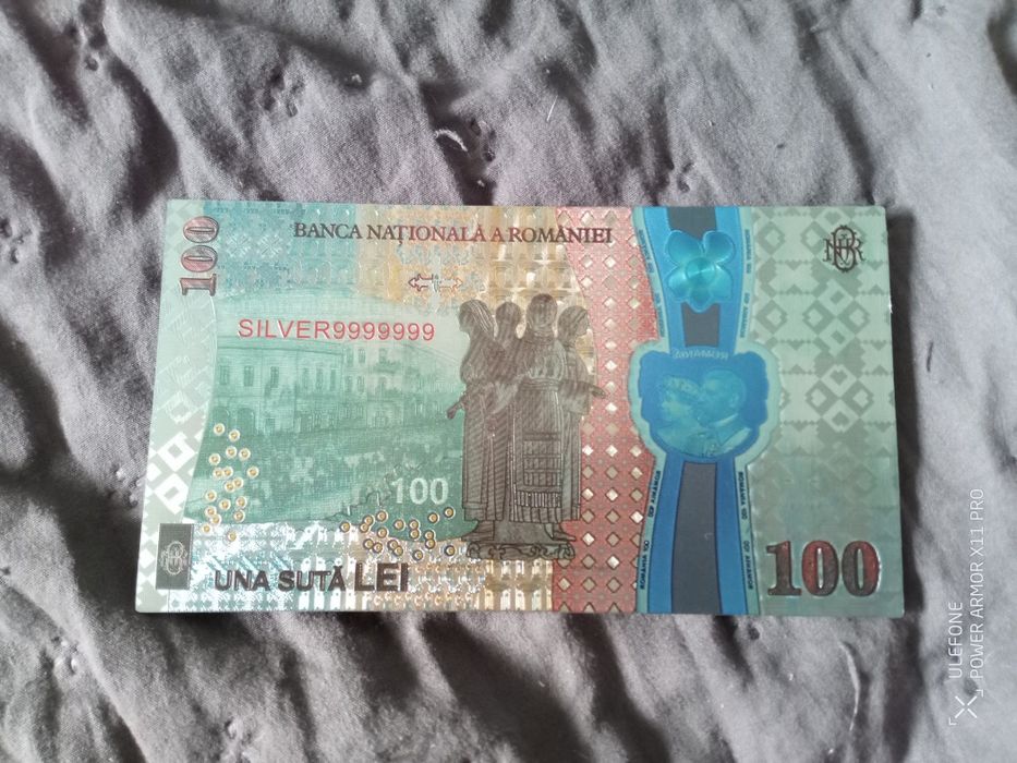100 Lei 2018 bancnota superba comemorativa cemtenar Marea Unire 1918 Ferdinand placata argint