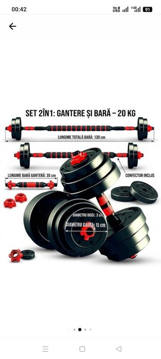 Gantere doi in unu de 20 kg