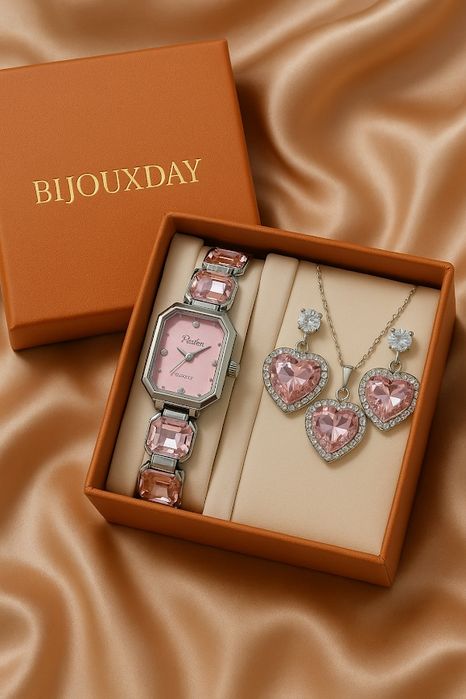 Heart Luxury Set часовник, колие и обеци