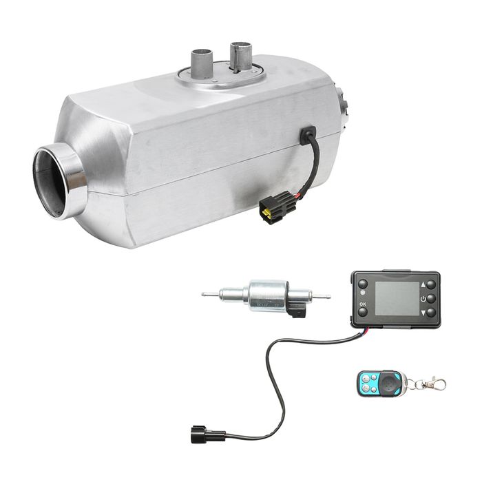 Incalzitor stationar tip sirocou 12V 1-5KW diesel, display LCD, telecomanda 30 m, bujie incandescenta Kyocera, 380x170x145 mm, 5 kg, consum 0,0,35