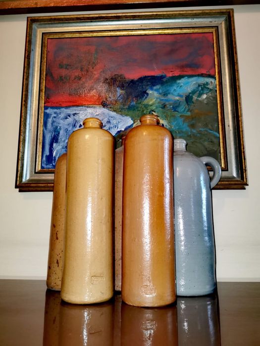 Бутилки Винтидж от гланцирана и не гланцирана керамика 4бр едноцветни