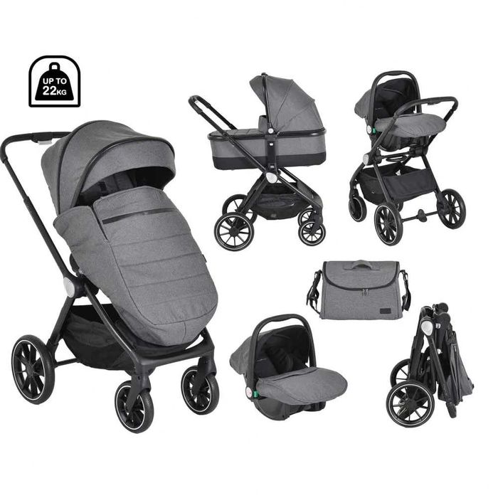 Продаваm детска количка CANGAROO CHRISTIANO 3 в 1 тъмно сива