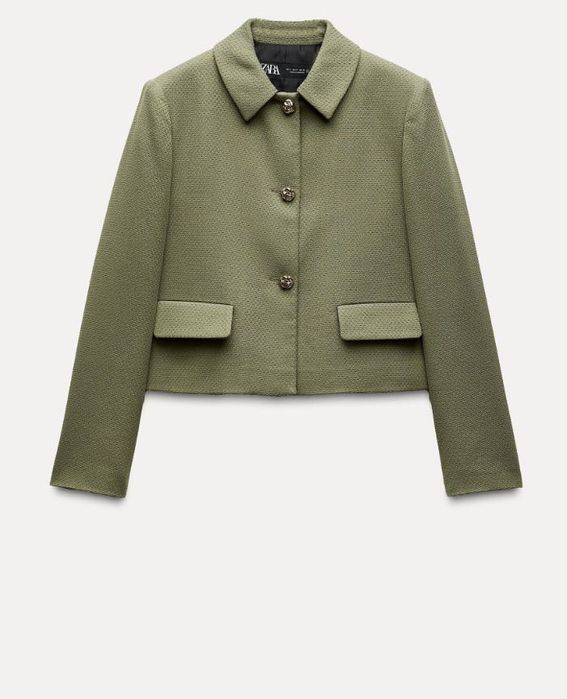 ZARA сако/яке, цвят-каки (зелен)