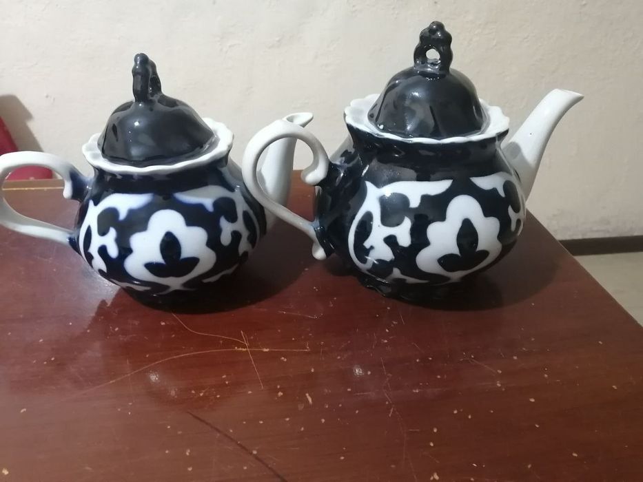 Чайник белый, хлопок - большой и маленький