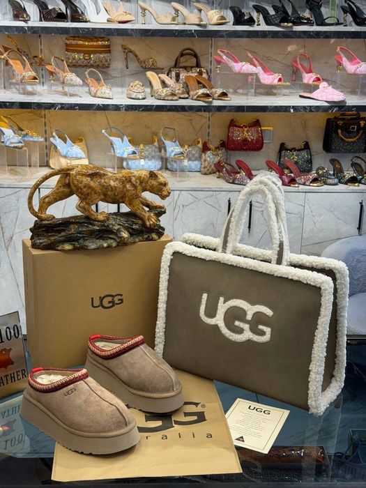Ugg естествена кожа  чанта и обувки сет