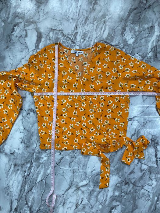 Bluză top Cost:Bart, galben floral, mânecă lungă, mărime M