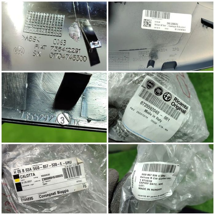 CARCASA OGLINDA (4 BUC.) VOLKSWAGEN GOLF 7 2012-2020 / FIAT DUCATO 2006-2024 / FIAT 500 2007-2024 / FIAT TIPO 2015-2024 COD OEM 735412291 01704745300 / 20453288 / 73552927 / 0735592040  (5G2)