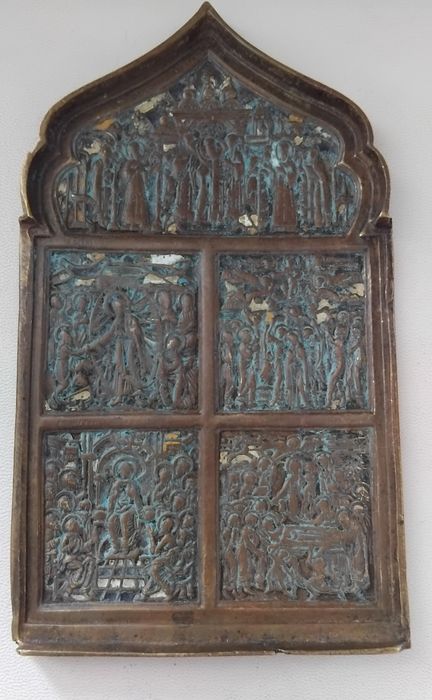 Стара Руска бронзова  икона 18век