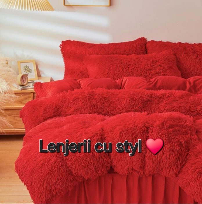 Lenjerii 6piese FLUFFY rosie cu ciucuri