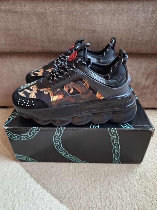 Papuci Versace Chain Reaction Negrii Gold 41
