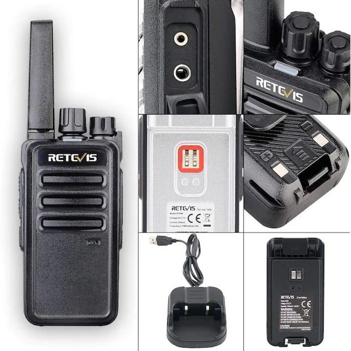 Statii radio emisie receptie Retevis RT668, VOX, casti, pachet 2 buc,Negru,sigilat