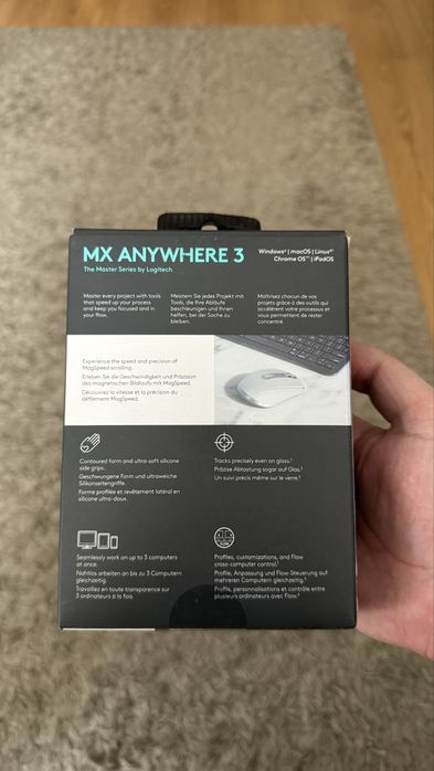 Mouse Wireless/Bluetooth Logitech MX Anywhere 3S, 8000 dpi, Pale Grey