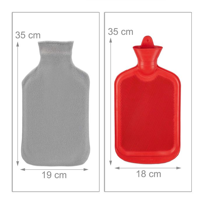 Sticla cu apa calda cu husa moale din polar 1.5 litri rosu 35 x 19 cm