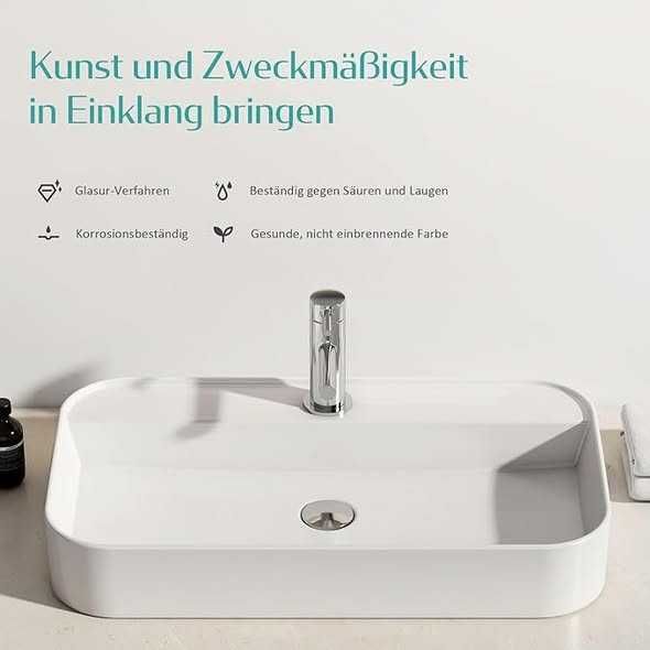 Lavoar EMKE de blat, 70 x 40 x 11 cm, lavoar suspendat pentru baie