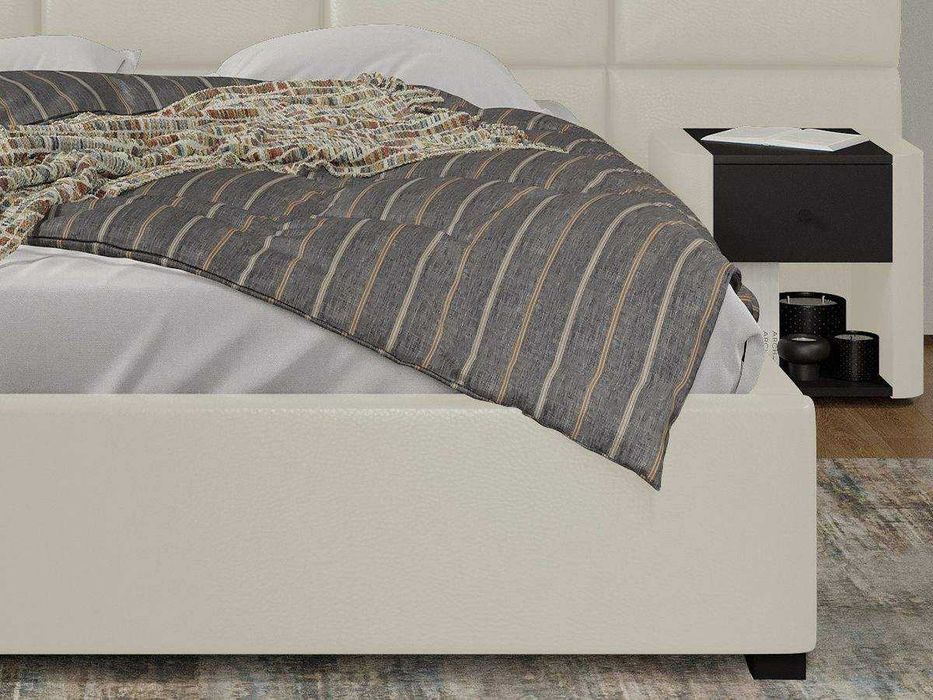 Pat tapitat Cico 190 rabatabil 287x114 C2 din piele/stofa Alb Nube 1