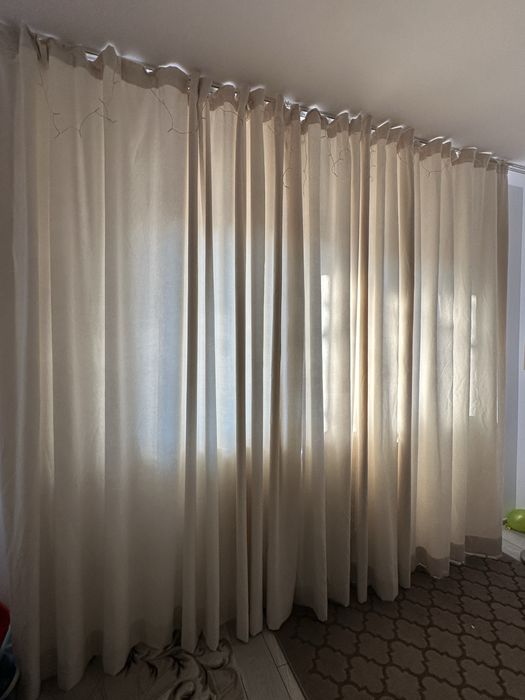 Set Draperii bej semiopac, două bucăți