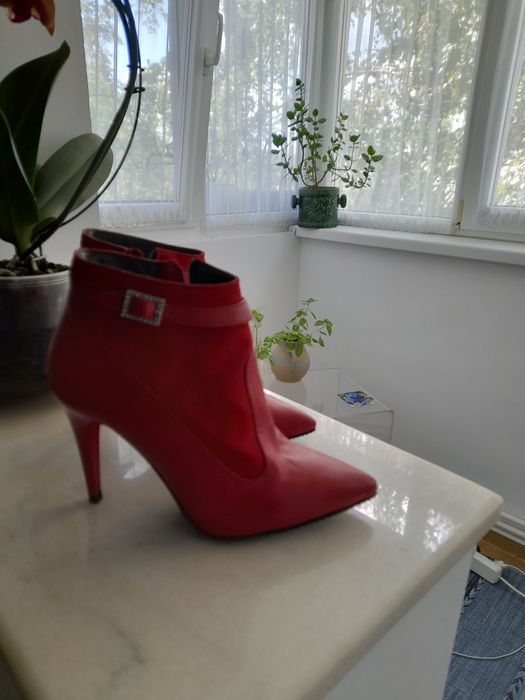 Cizme piele rosii toc - 36
