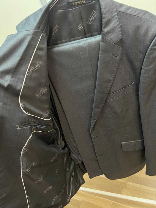 Costum italian gri pentru bărbați Grazie Filipeti (100% lână)