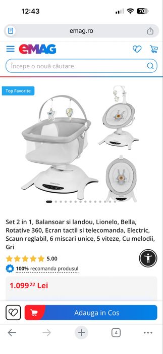 Set 2 in 1 Balansoar si landou Lionelo, Bella, Sigilat