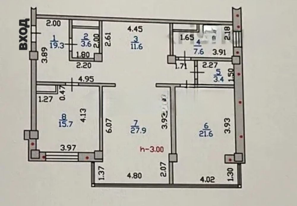 продам 2-х ком. 110кв. 6мкр. 3-этаж