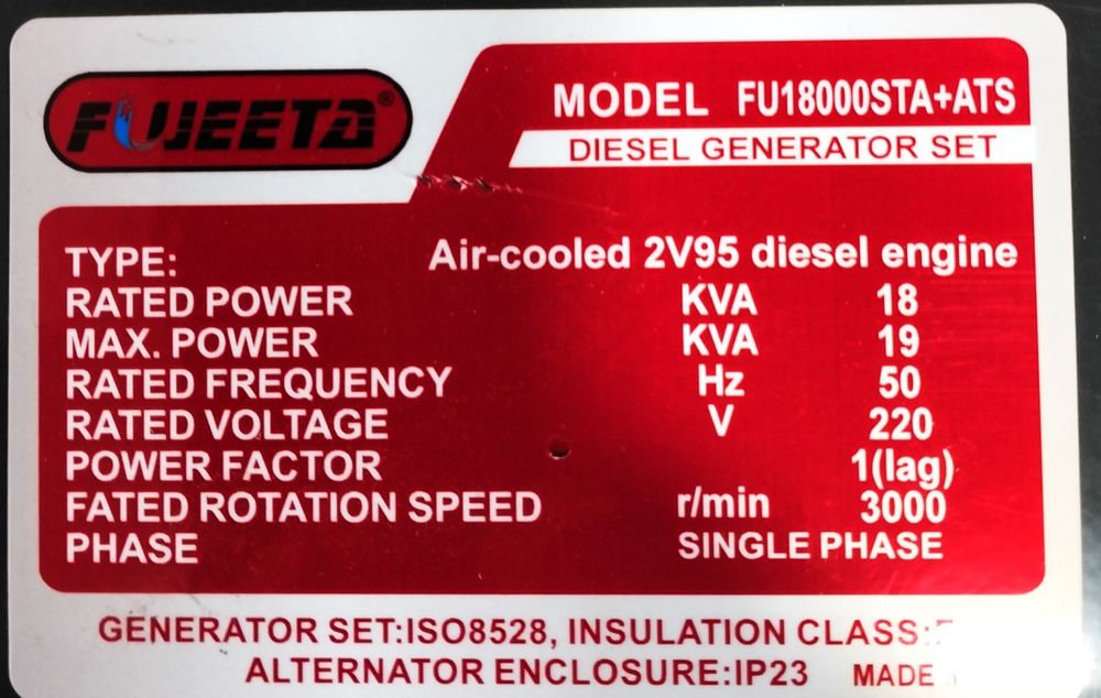 Generator Fujeeta+avr 19kv