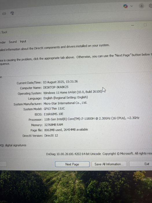 MSI GF63 Thin 11UC RTX 3050 32GB RAM