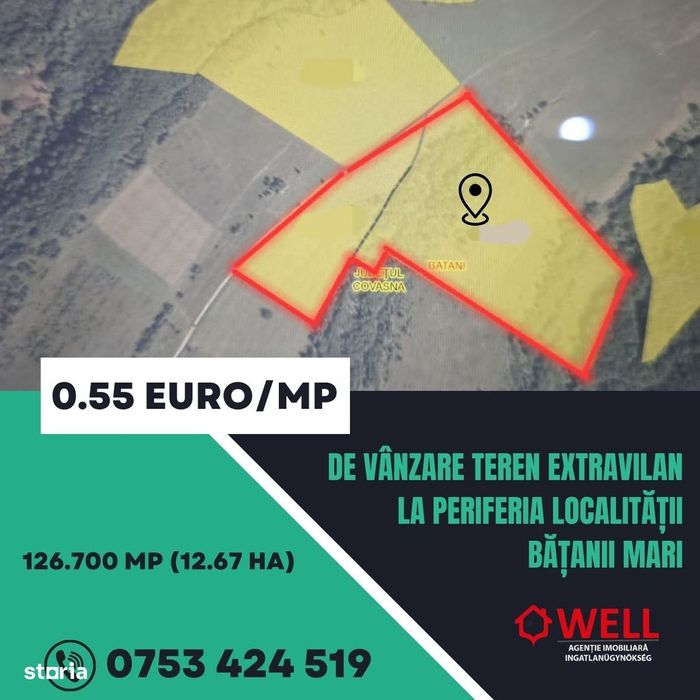 De vânzare teren extravilan la periferia localității Bățanii Mari