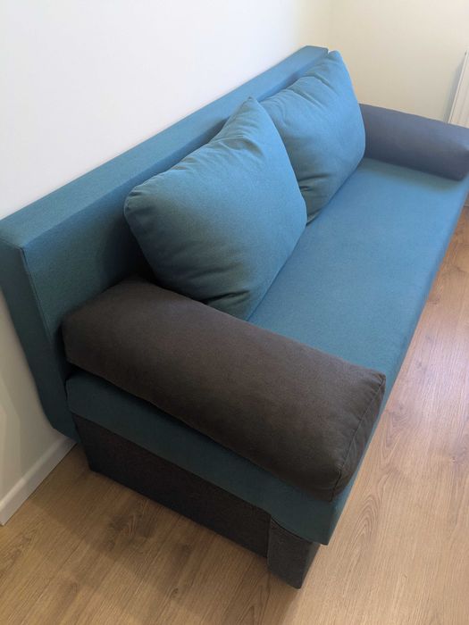 Canapea Kring Odense, 185x82x80cm, suprafata dormit 185x133 cm, culoare Gri/Turcoaz