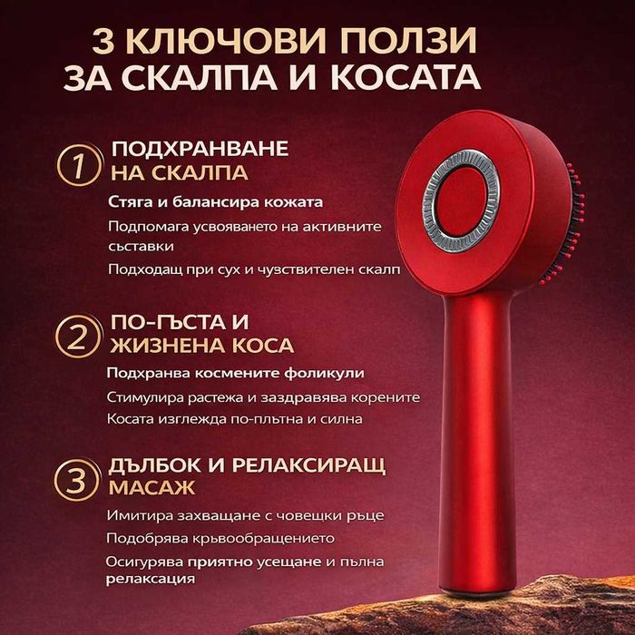 Иновативна масажираща четка за коса с инфрачервени лъчи.