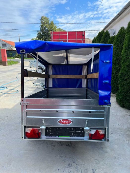 Remorca auto cu prelata 200x108x90 albastra 750kg mono ax