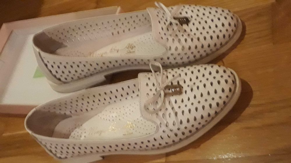 Balerini albi piele naturala 37