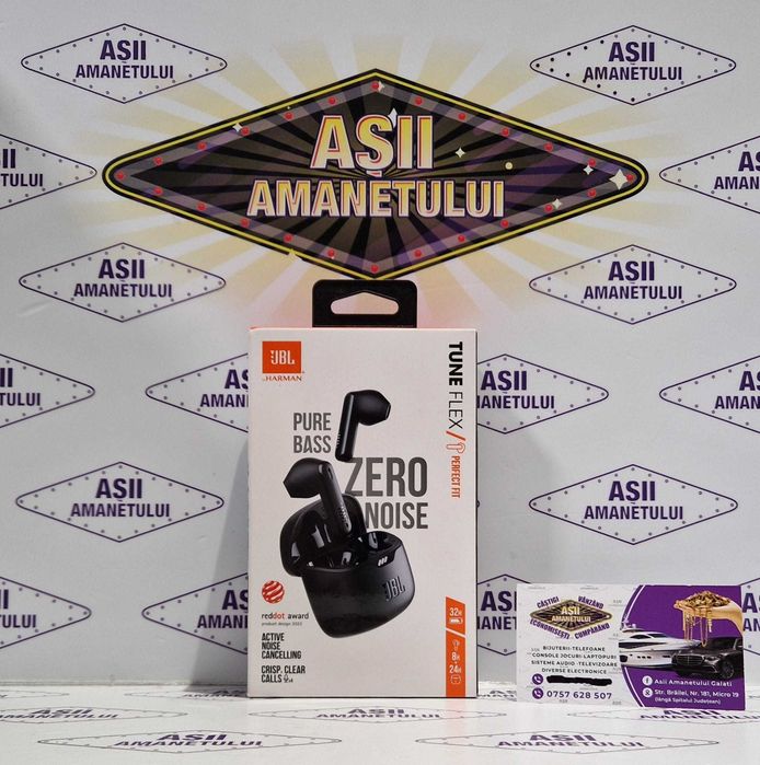 Asii Amanetului - Casti wireless JBL Tune Flex la cutie, aspect excelent