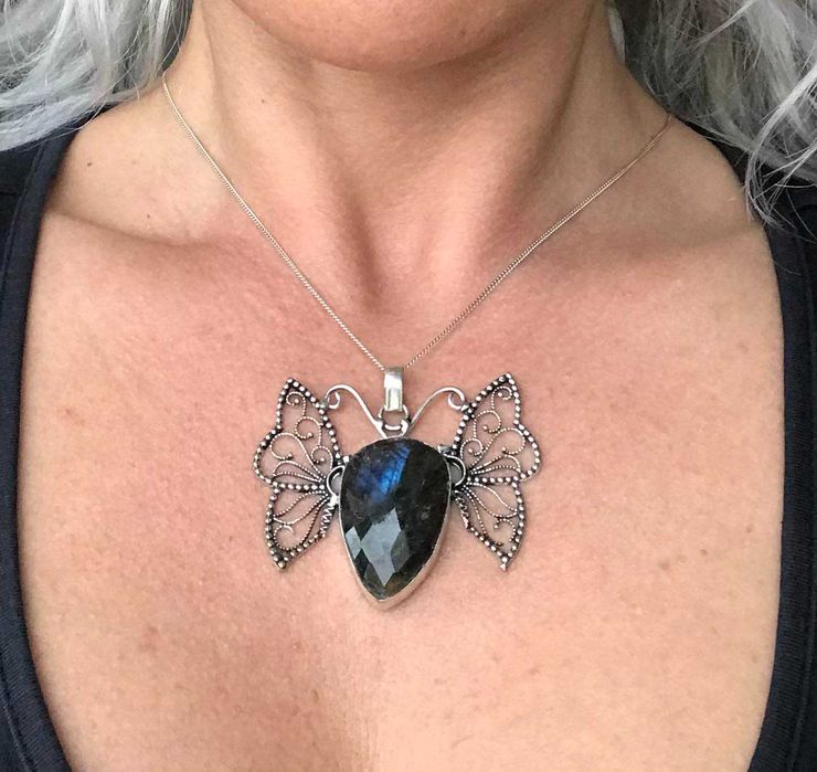 Pansantiv/Medalion Argint 925 cu Piatra Semipretioasa Labradorit