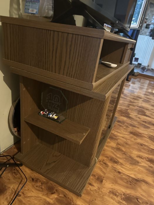 Comoda  tv din lemn cu sertar, usi sticla