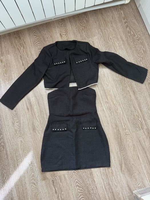 Твидовый костюм-двойка(платье+пиджак)