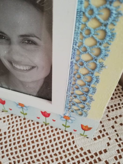 Бебешки рамки за снимка ДЪРВЕНИ, със стъкло, РЪЧНА декорация