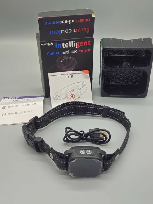 Интелигентен нашийник против лаене PATTE SAGE с дисплей,чувствителност
