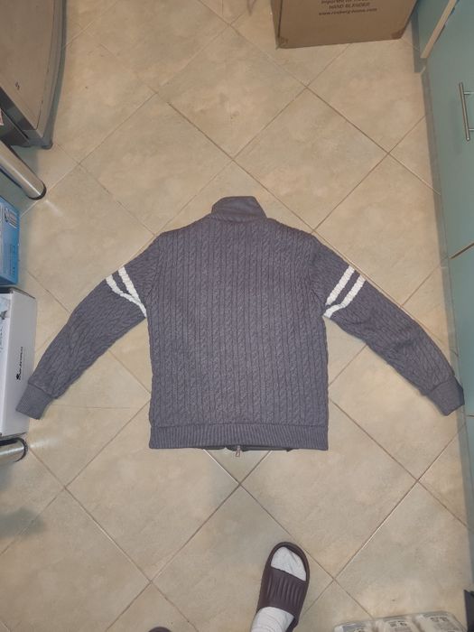 Cardigan Moncler Gri Cașmir și lână Merino Fisherman Knit