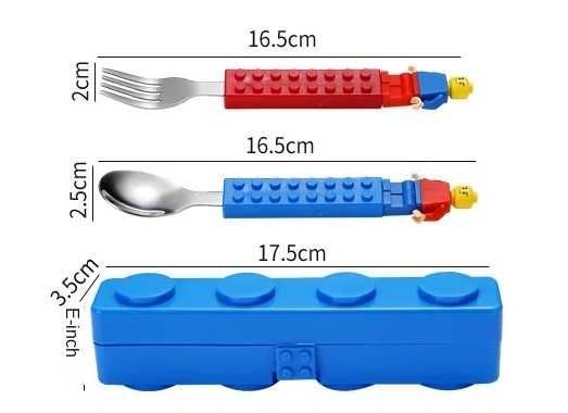 Нов Комплект детски прибори за храна * тип Лего * вилица и лъжица
