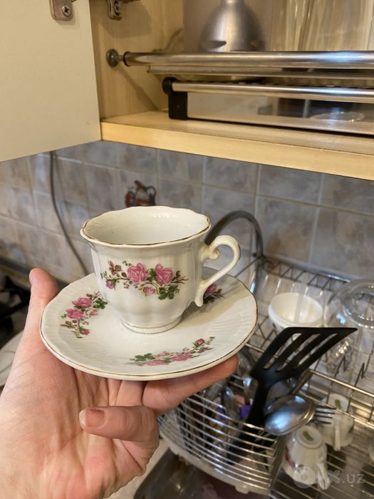 Китайский кофейный сервиз,6 чашек+6 блюдечек