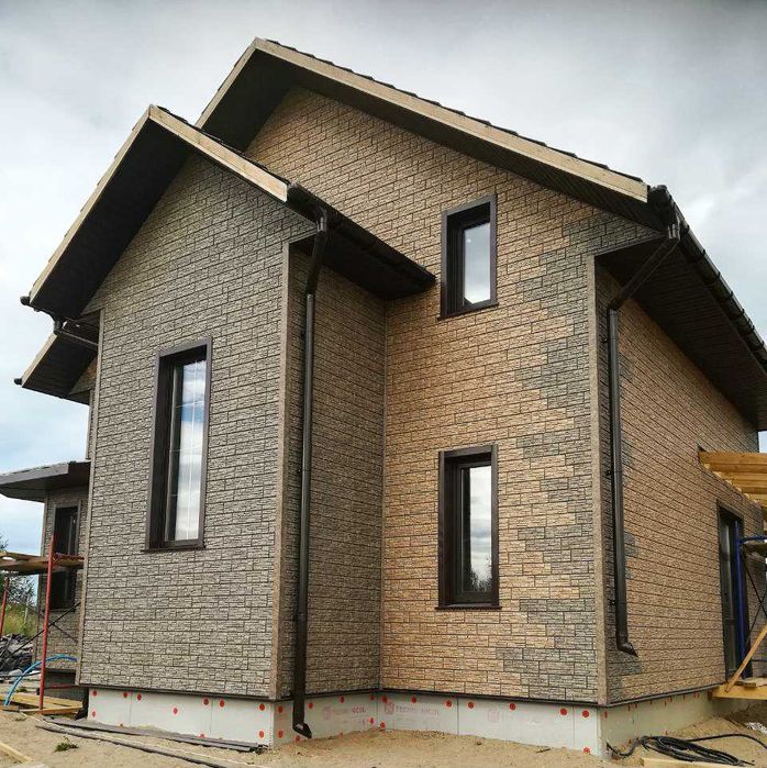 Сайдинг под камень, Кварцит, Сланец. Водосток, софиты, осб