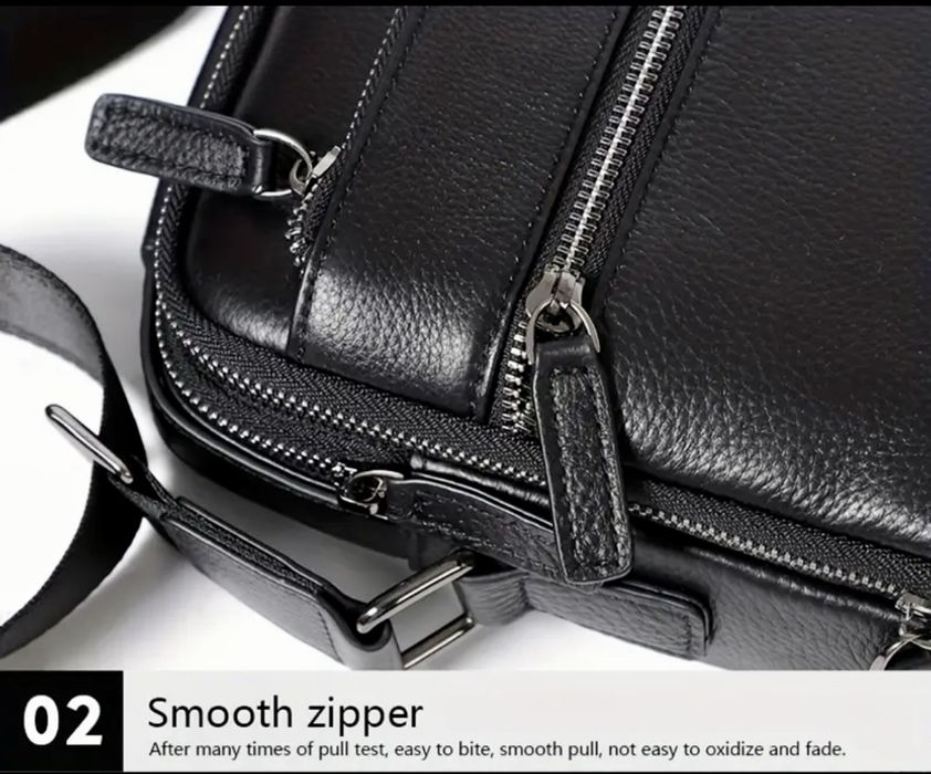 Мъжка, луксозна бутикова кожена чанта /Черна естест. кожа -10%Промоция