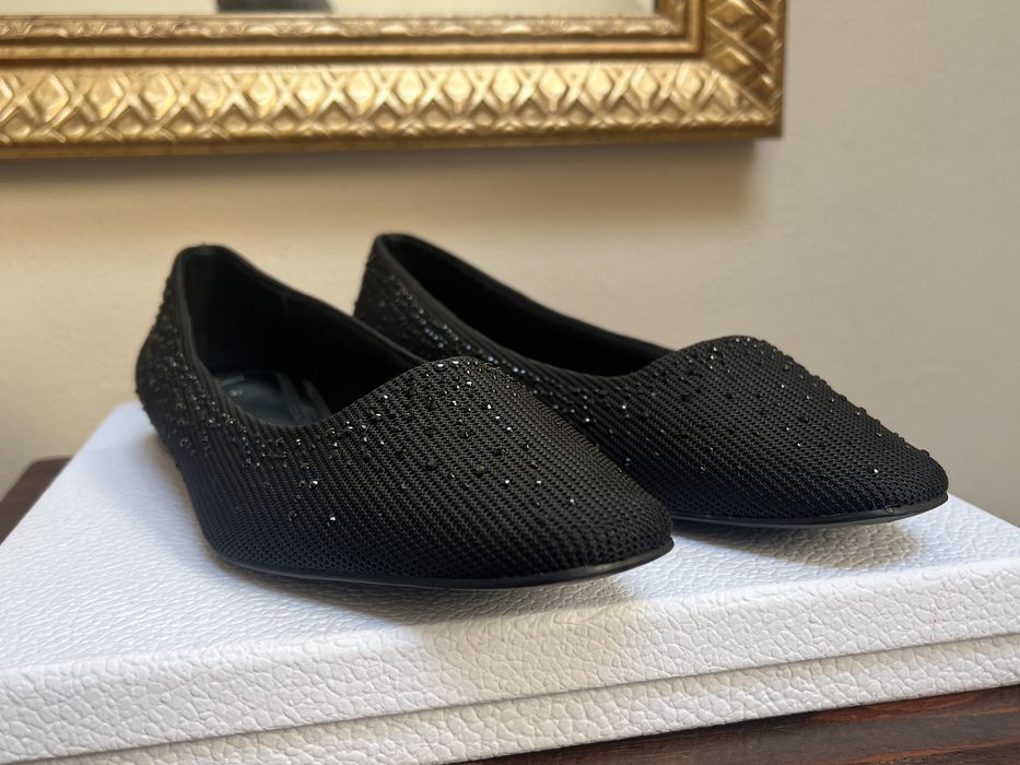 Pantofi (balerini) eleganți, Zara, negri & pietre decirative