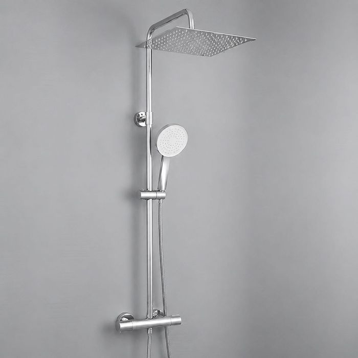 Set dus complet Auralum cu baterie termostatica, dus ploaie 30x30 cm, inox cromat