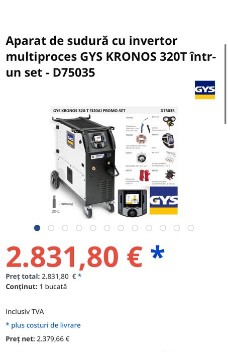 Aparat de sudură cu invertor multiproces GYS KRONOS Nou