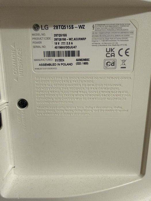 Смарт монитор LG 28TQ515S-WZ, 28"