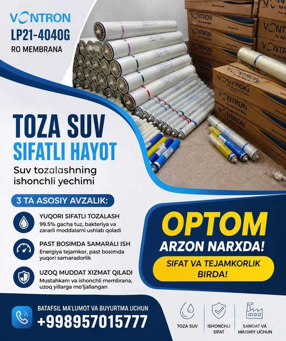Filtr Membrana Vontron 4040g Osmos filtr membrana VONTRON YANGI !