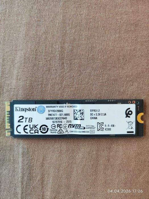 SSD 2TB Kingston Fury Renegade M.2 SFYRD/2000G